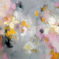 Abstract Floral Mural Wallpaper — Painterly Gray with Warm Accents Mural Wallpaper - room preview 04
