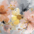 Abstract Floral Bloom Mural Wallpaper — Peach and Charcoal Gray Mural Wallpaper - room preview 04