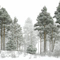 Snow-Dusted Pine Forest Mural Wallpaper Winter Woodland Mural Wallpaper - room preview 04
