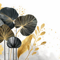 Gilded Botanical Leaf Mural Wallpaper — Modern Gold and Charcoal Mural Wallpaper - room preview 04