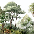 Watercolor Botanical Forest Mural Wallpaper — Lush Tropical Palm Mural Wallpaper - room preview 04