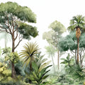 Lush Botanical Palm Mural Wallpaper — Painterly Tropical Forest Mural Wallpaper - room preview 04