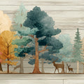 Rustic Autumn Woodland Deer Mural Wallpaper with Wood Grain Texture Mural Wallpaper - room preview 04