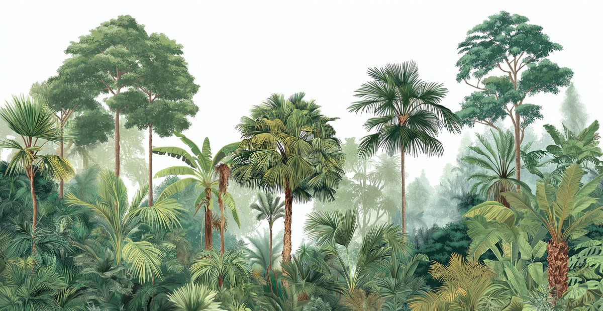Tropical Palm Forest Mural Wallpaper — Botanical Lush Scene Mural Wallpaper - room preview 04