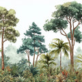 Watercolor Botanical Forest Mural Wallpaper — Hand-Painted Greenery Mural Wallpaper - room preview 04