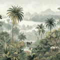 Mist-Covered Tropical Jungle Mural Wallpaper Wildlife Landscape Mural Wallpaper - room preview 04