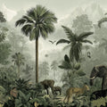 Vintage Jungle Mural Wallpaper — Sophisticated Tropical Wildlife Mural Wallpaper - room preview 04