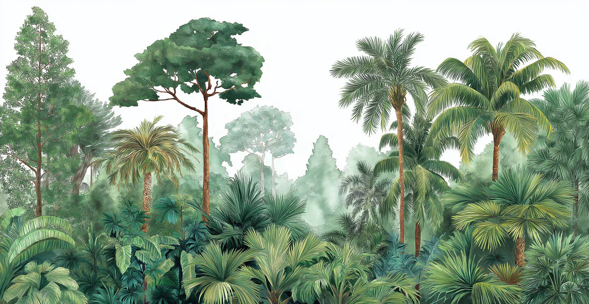 Verdant Jungle Palm Mural Wallpaper — Hand-Painted Botanical Style Mural Wallpaper - room preview 04