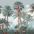 Vintage Tropical Wildlife Mural Wallpaper — Mist Forest Landscape Mural Wallpaper - room preview 04