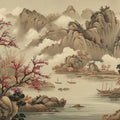 Chinese Landscape Mural Wallpaper with Red Plum Blossom Art Mural Wallpaper - room preview 04