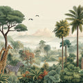 Safari Wildlife Mural Wallpaper — Vintage Tropical Landscape Mural Wallpaper - room preview 04