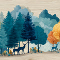Abstract Deer Forest Mural Wallpaper — Vibrant Woodland Scene Mural Wallpaper - room preview 04
