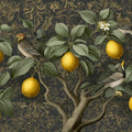 Lemon Tree Botanical Mural Wallpaper — Dark Damask Backdrop Mural Wallpaper - room preview 04
