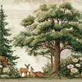 Rustic Deer and Woodland Forest Mural Wallpaper —Vintage Style Mural Wallpaper - room preview 04