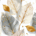 Gilded Foliage Mural Wallpaper — Sophisticated Metallic Botanical Mural Wallpaper - room preview 04