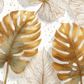 Gilded Monstera Leaf Mural Wallpaper — Modern Foliage Design Mural Wallpaper - room preview 04