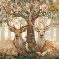 Stag and Songbird Woodland Mural Wallpaper in Soft Earth Tones Mural Wallpaper - room preview 04