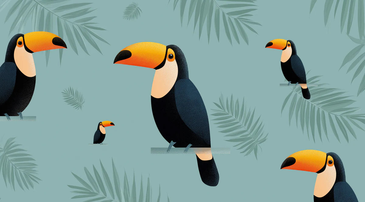 Tropical Toucan Mural Wallpaper —Modern Whimsical Bird Design Mural Wallpaper - room preview 04