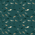 Minimalist Fish Mural Wallpaper — Deep Teal Aquatic Pattern Mural Wallpaper - room preview 04