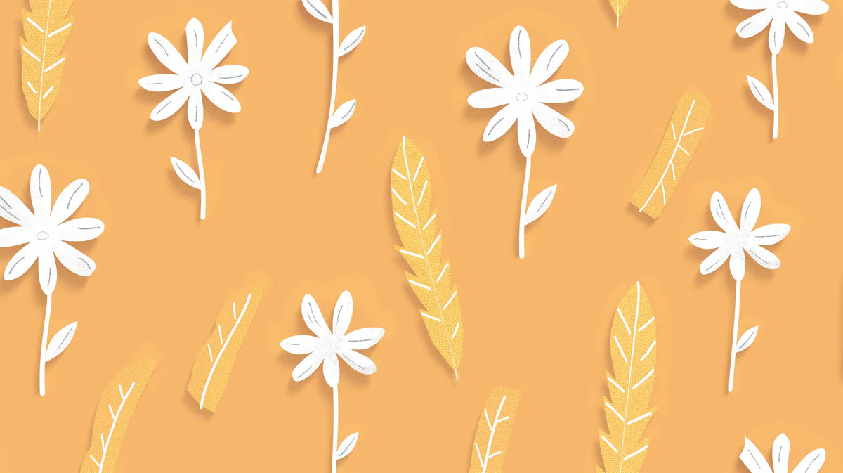 Modern Floral Mural Wallpaper Graphic Orange & White Print Mural Wallpaper - room preview 04