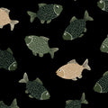 Stylish Fish Pattern Mural Wallpaper Modern Black & White Sea Life Mural Wallpaper - room preview 04