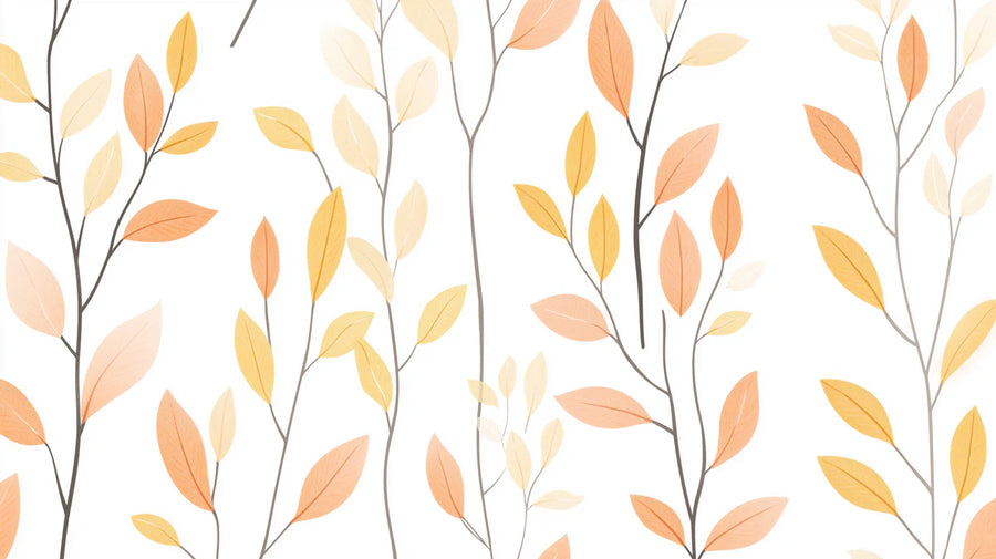 Nature Wallpaper Mural – Natural Wall Mural – Minimalist Botanical Branch in Soft Peach and Ochre printable artwork