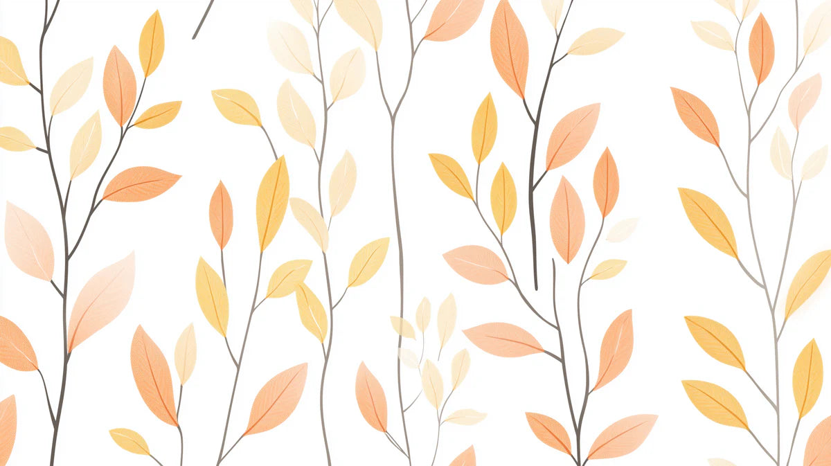 Minimalist Botanical Branch Mural Wallpaper in Soft Peach and Ochre Mural Wallpaper - room preview 04