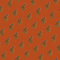 Small Botanical Bird Mural Wallpaper — Burnt Orange Folk Art Mural Wallpaper - room preview 04
