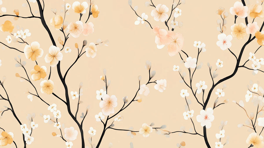 Floral Wallpaper Mural – Flower Wallpaper – Blossom Branch — Artistic Floral Wall Decor printable artwork
