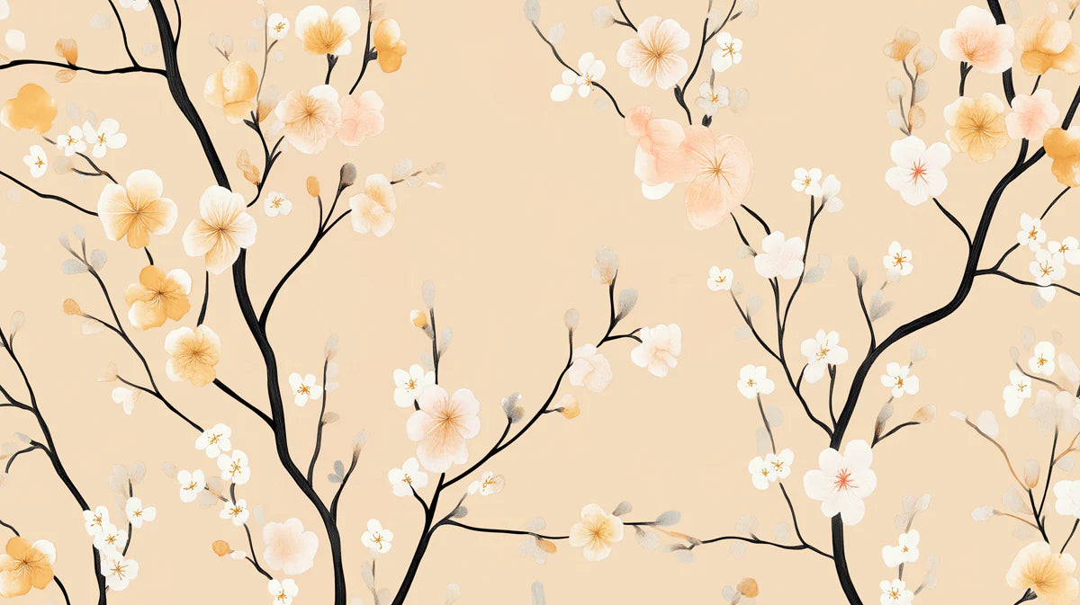 Blossom Branch Mural Wallpaper — Artistic Floral Wall Decor Mural Wallpaper - room preview 04