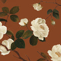 White Blossom Mural Wallpaper — Terracotta Botanical Art Mural Wallpaper - room preview 04