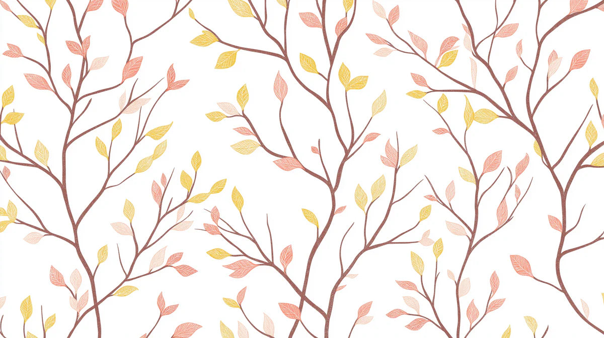 Minimalist Twig and Leaf Mural Wallpaper — Soft Botanical Print Mural Wallpaper - room preview 04