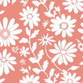 Retro Daisy Floral Mural Wallpaper —Bright Coral and White Mural Wallpaper - room preview 04