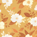 Autumn Botanical Mural Wallpaper — Warm Mustard and White Floral Mural Wallpaper - room preview 04
