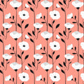 Graphic Floral Mural Wallpaper in Coral and Black Mural Wallpaper - room preview 04