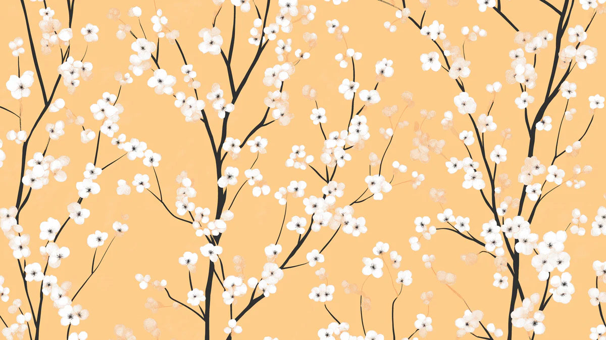 Spring Blossom Mural Wallpaper — Artistic Floral Branch Print Mural Wallpaper - room preview 04