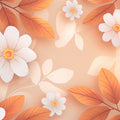 Abstract Floral Mural Wallpaper in Warm Apricot and White Mural Wallpaper - room preview 04