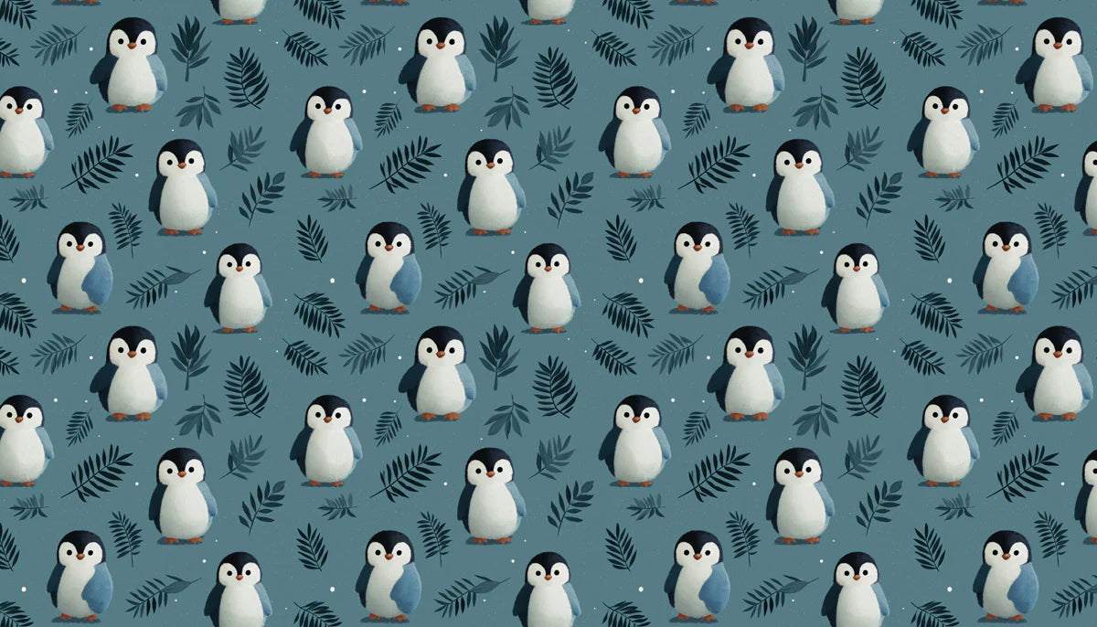 Cute Baby Penguin Mural Wallpaper Adorable Antarctic Pattern Mural Wallpaper - room preview 04