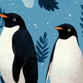 Adelie Penguin Duo Mural Wallpaper — Whimsical Blue Botanical Mural Wallpaper - room preview 04