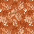 Terracotta Botanical Bird Mural Wallpaper — Artistic Nature Print Mural Wallpaper - room preview 04