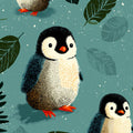 Baby Penguin Leaf Mural Wallpaper —Whimsical Arctic Pattern Mural Wallpaper - room preview 04