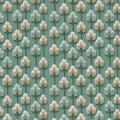 Stylized Botanical Mural Wallpaper — Teal Leaf Grid Pattern Mural Wallpaper - room preview 04