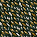 Gilded Feather Pattern Mural Wallpaper — Deep Green Botanical Mural Wallpaper - room preview 04