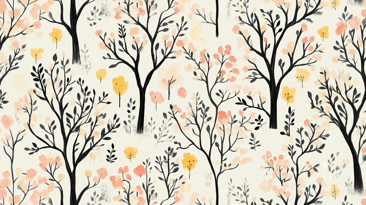 Abstract Forest Blossom Mural Wallpaper — Whimsical Hand-Painted Art Mural Wallpaper - room preview 04