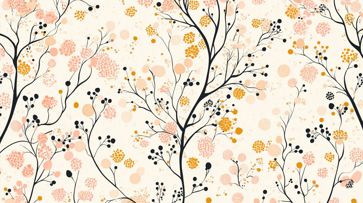 Abstract Branch & Blossom Mural Wallpaper — Modern Botanical Mural Wallpaper - room preview 04