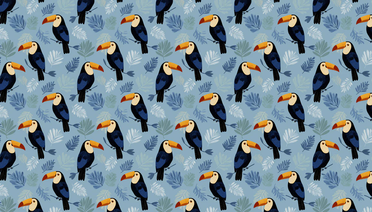 Tropical Toucan Mural Wallpaper —Whimsical Modern Bird Design Mural Wallpaper - room preview 04