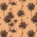 Vintage Palm Tree Mural Wallpaper — Soft Peach and Earthy Tones Mural Wallpaper - room preview 04