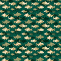 Minimalist School of Fish Mural Wallpaper in Teal and Sand Mural Wallpaper - room preview 04