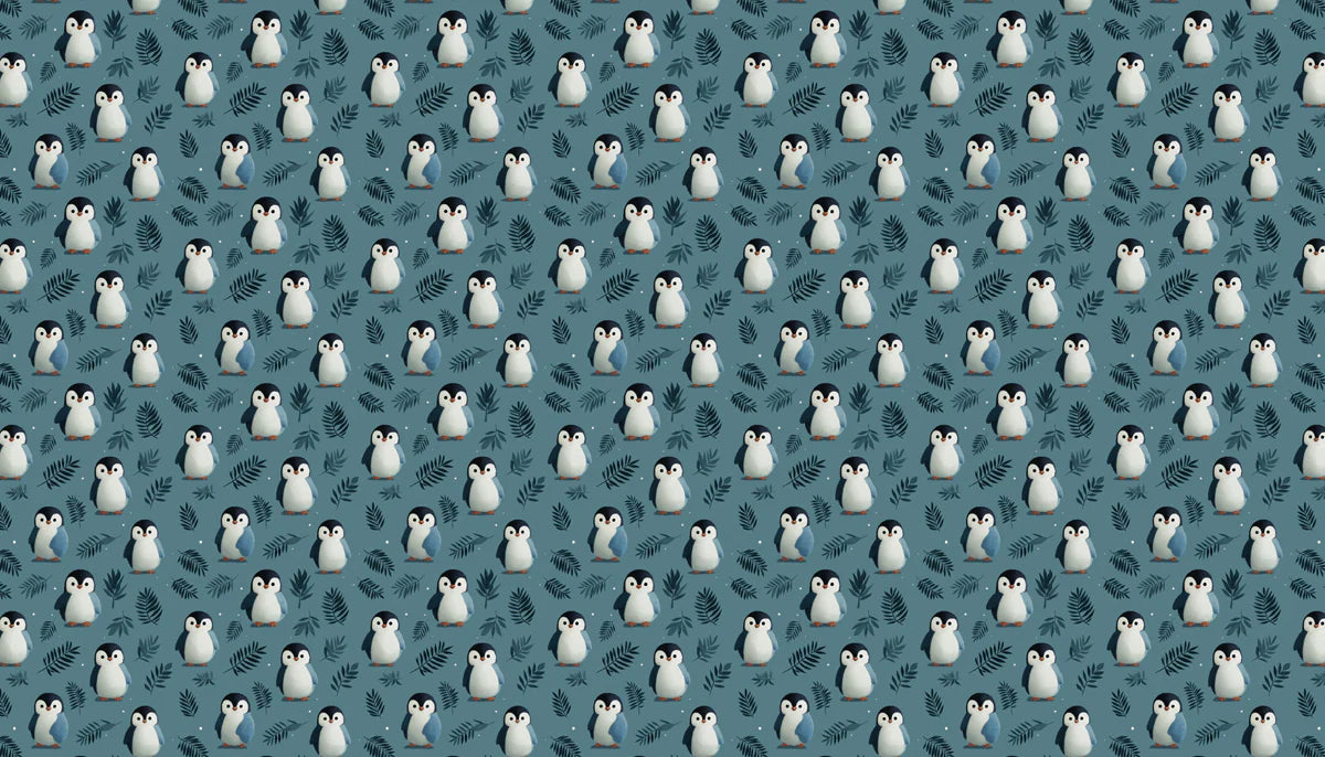 Baby Penguin Mural Wallpaper — Whimsical Nordic Pattern Mural Wallpaper - room preview 04