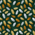 Floating Feather Mural Wallpaper in Deep Emerald and Metallic Gold Mural Wallpaper - room preview 04